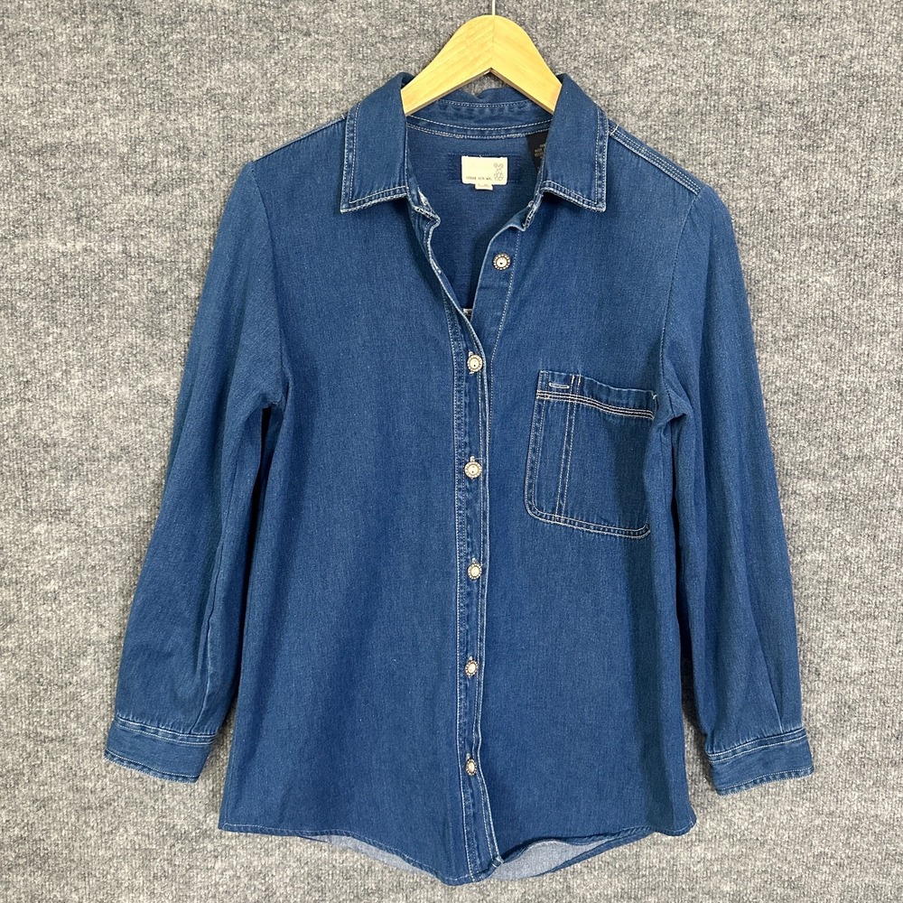 Urban Renewal‎ Vintage Shirt Womens S /XS  Blue Prairie Casual Boho Denim Top